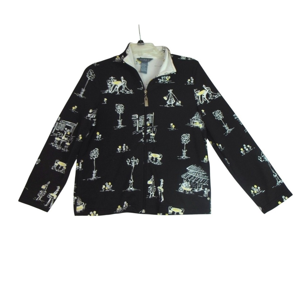 VINTAGE KORET Womens‎ Fashion Jacket Full Zip White Black City Pockets Size PP